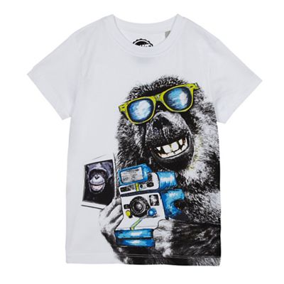 Boys' white monkey print t-shirt